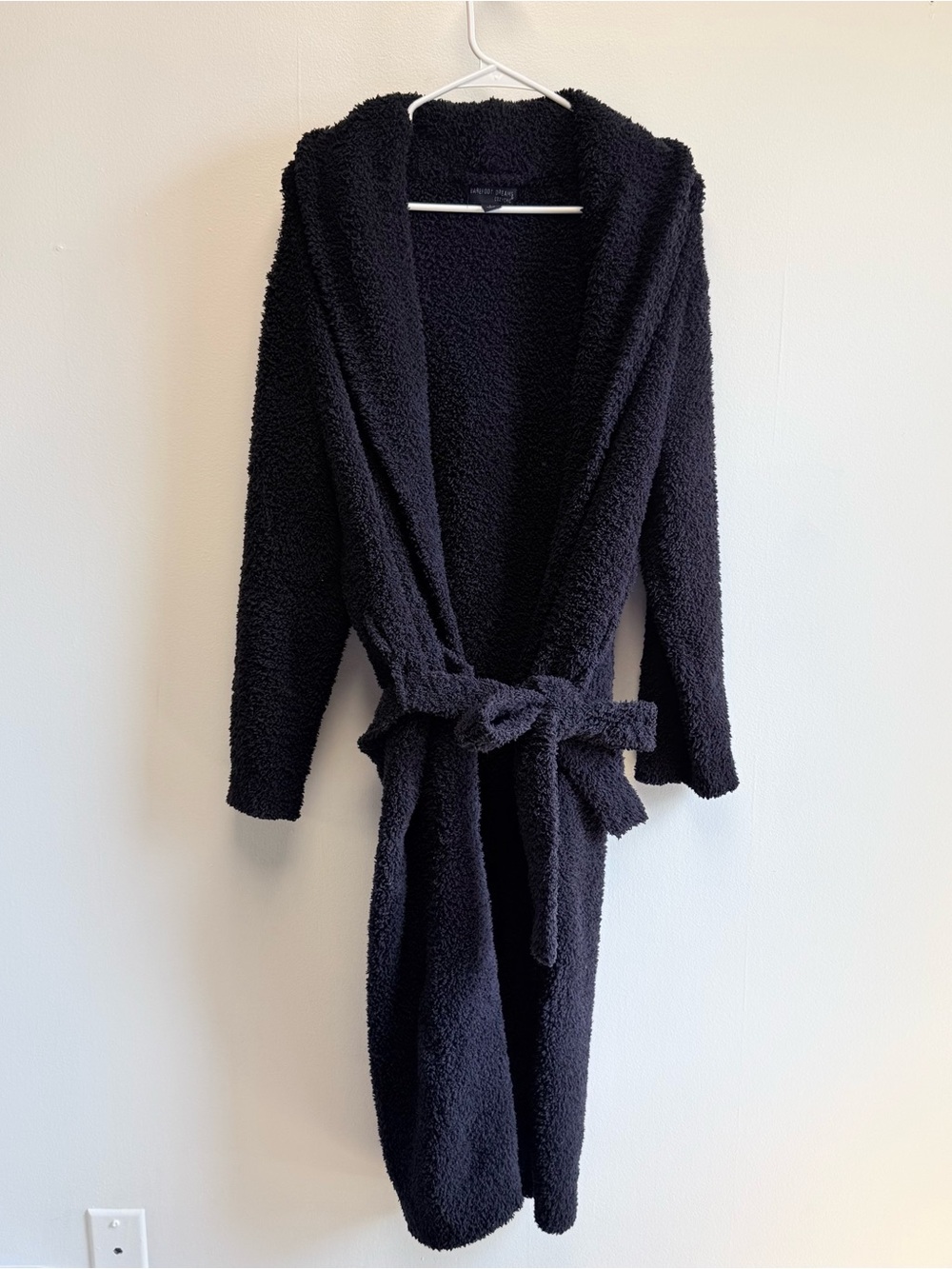 Barefoot Dreams Black CozyChic Long Belted Fuzzy Robe size 1 Carbon